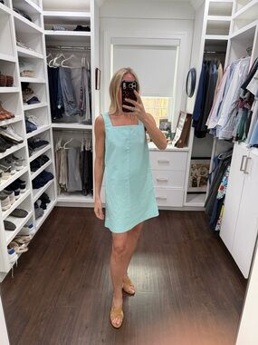 Amazon Sleeveless Square-Neck Mini Dress in Mint Green